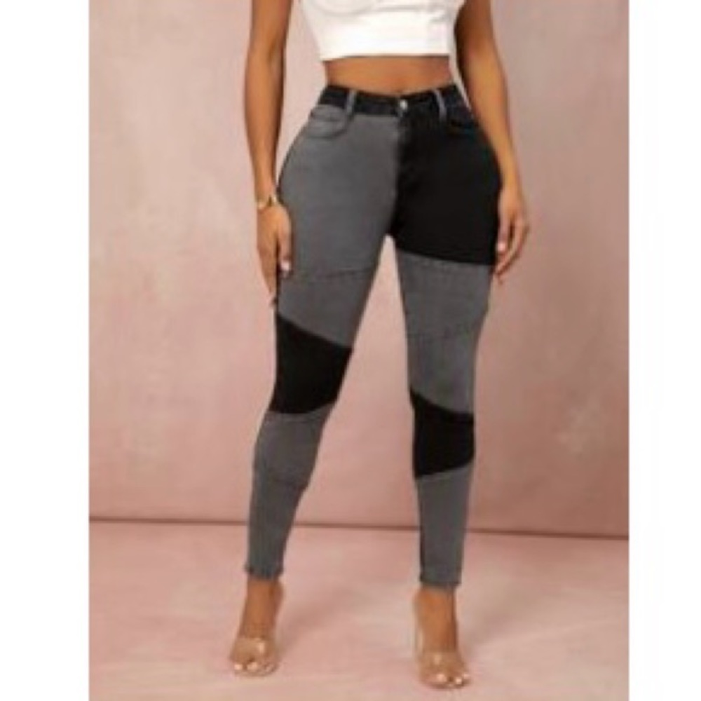 SHEIN colorblock gray and black jeans worn once 30